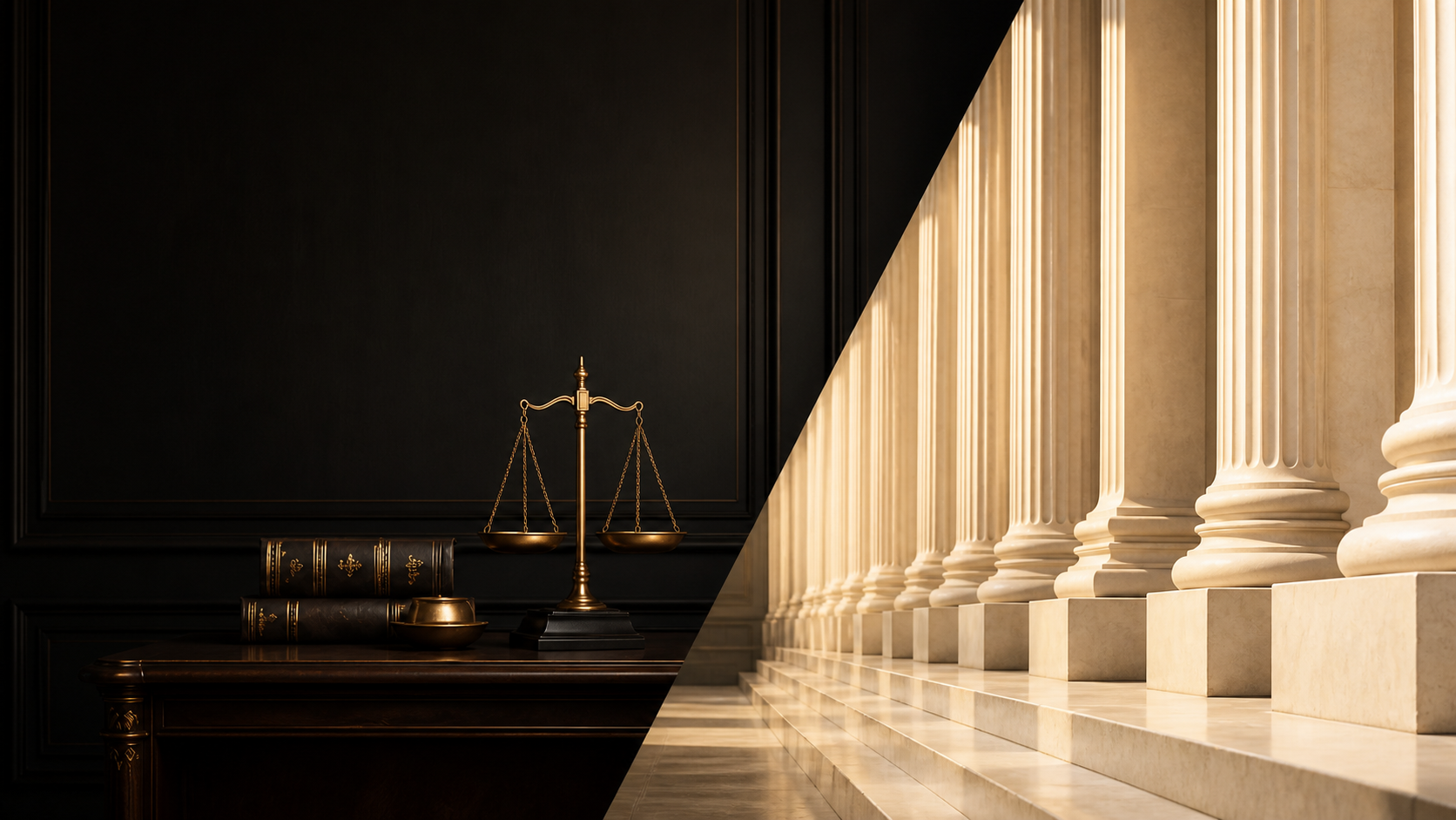Balança da justiça e colunas clássicas